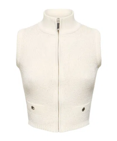 Alessandra Rich Knitted Vest In Neutral