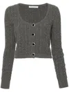 Alessandra Rich Wool Knitted Cardigan In Grey