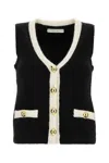 Alessandra Rich Vest Alpaca Blend Contrast Trim In Black