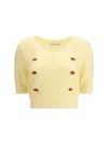 Alessandra Rich Women Short Sleeve Mohair Sweater In Yellow