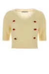Alessandra Rich Women Short Sleeve Mohair Sweater In Yellow