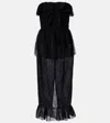 Alessandra Rich Strapless Lace Dress Featuring Peplum Waist In Black
