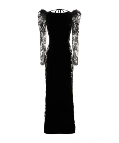 Alessandra Rich Lace Backless Dress In Black