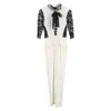 Alessandra Rich Lace Bow Accent Maxi Dress In Black And White Viscose In Multi