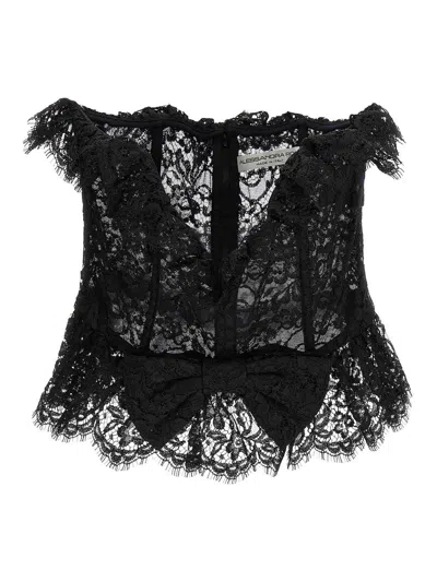 Alessandra Rich Lace Bow Bustier Top