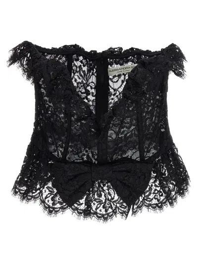 ALESSANDRA RICH LACE BOW BUSTIER TOP