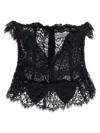 Alessandra Rich Strapless Bow-embellished Lace Bustier Top In Black