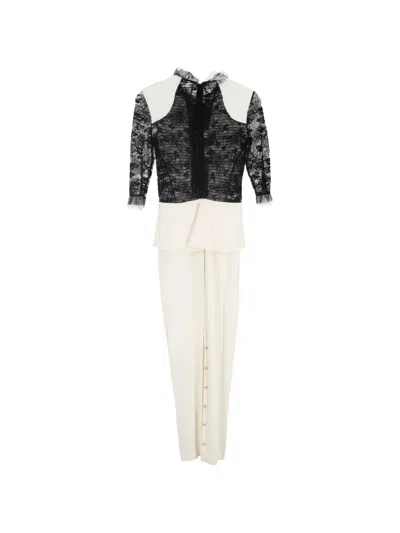 Pre-owned Alessandra Rich Lace Bow-detail Maxi Dress In White