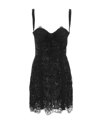 Alessandra Rich Lace-detail Minidress In Black