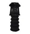 Alessandra Rich Lace Feather-trim Coat In Black