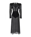 Alessandra Rich Lace-jabot Silk Maxi Dress In Black