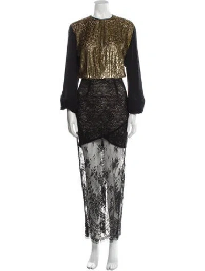 Pre-owned Alessandra Rich Lace Long Dress In Multi