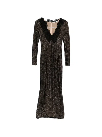Alessandra Rich Lace Maxi Dress In Black