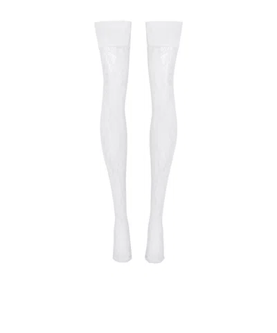 Alessandra Rich Lace Pantyhose In White
