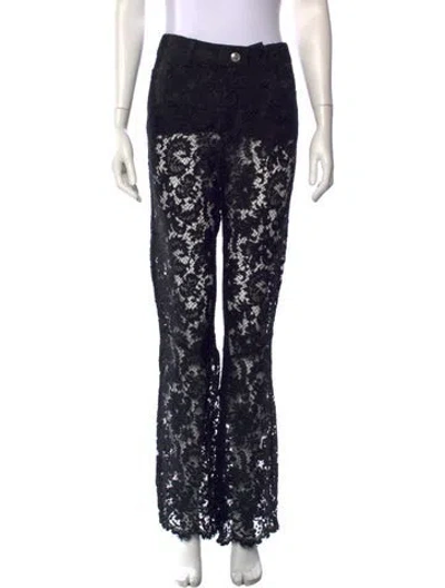 Pre-owned Alessandra Rich Lace Pattern Flared Pants W/ Tags In Black