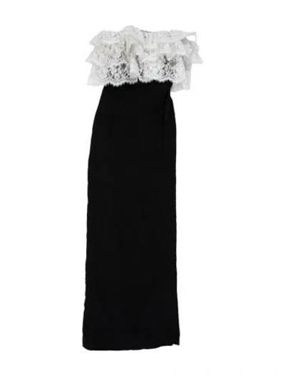 Pre-owned Alessandra Rich Lace Pattern Long Dress In Black