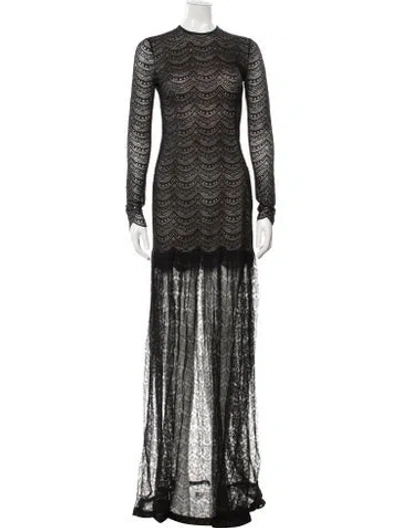 Pre-owned Alessandra Rich Lace Pattern Long Dress In Black