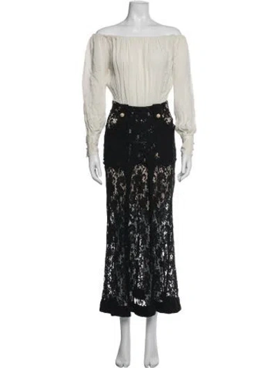 Pre-owned Alessandra Rich Lace Pattern Long Dress In Neutral