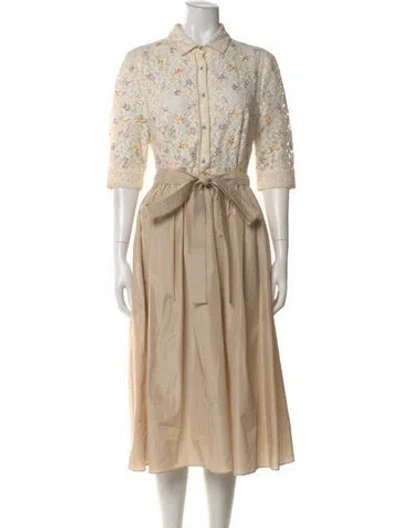 Pre-owned Alessandra Rich Lace Pattern Midi Length Dress In Neutral