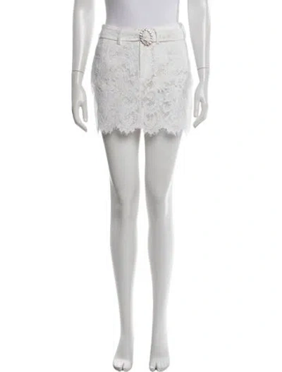 Pre-owned Alessandra Rich Lace Pattern Mini Skirt In White