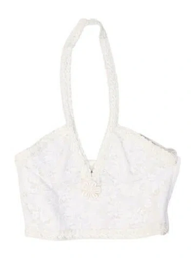 Pre-owned Alessandra Rich Lace Pattern Square Neckline Top In Neutral