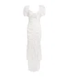 Alessandra Rich Bow-detail Ruched Lace Gown In White