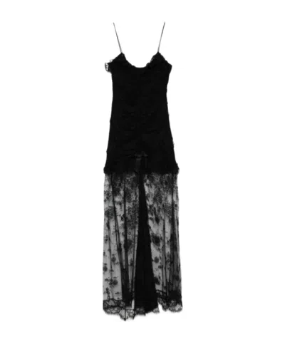 ALESSANDRA RICH LACE RUCHED DRESS