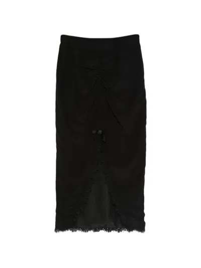 Alessandra Rich Lace-trim Midi Skirt In Black