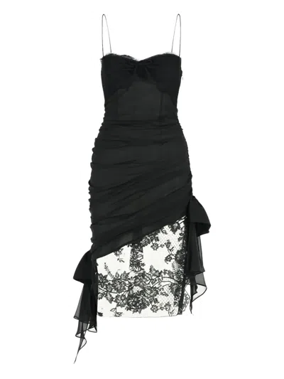 ALESSANDRA RICH LACE-TRIMMED BOW MINI DRESS