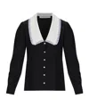 Alessandra Rich Lace-trimmed Collar Blouse In Black