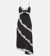 Alessandra Rich Lace-trimmed Polka-dot Silk Midi Dress In Black