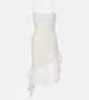 Alessandra Rich Lace-trimmed Silk Georgette Midi Dress In White