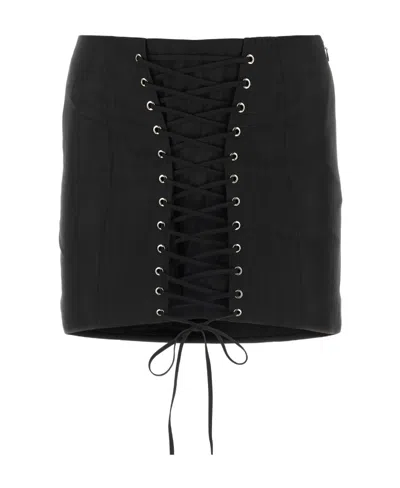 Alessandra Rich Lace-up Design Skirt In Black