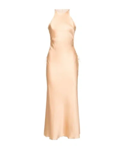 Alessandra Rich Lace-up Detail Dress In Orange