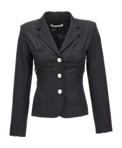 ALESSANDRA RICH ALESSANDRA RICH LACE-UP DETAILED SINGLE-BREASTED BLAZER