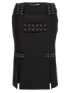 Alessandra Rich Lace-up Skirt With Fitted Silhouette And Slits