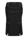 Alessandra Rich Lace-up Skirt With Fitted Silhouette And Slits In Negro