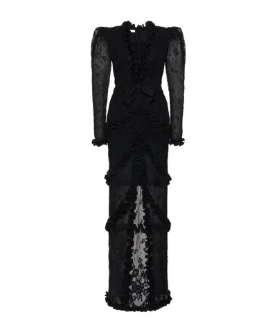 Alessandra Rich Lace V-neck Dress In Black