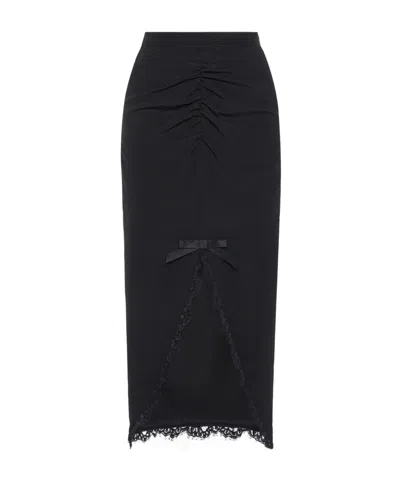 Alessandra Rich Lace-trim Midi Skirt In Black