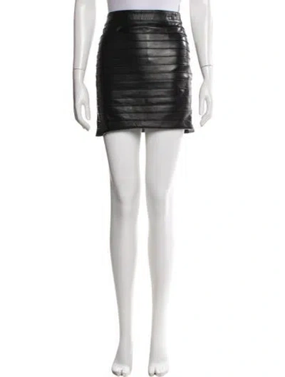 Pre-owned Alessandra Rich Lamb Leather Mini Skirt In Black