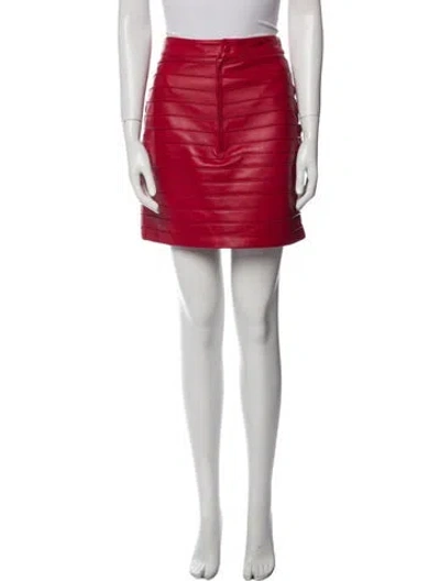 Pre-owned Alessandra Rich Lamb Leather Mini Skirt In Red