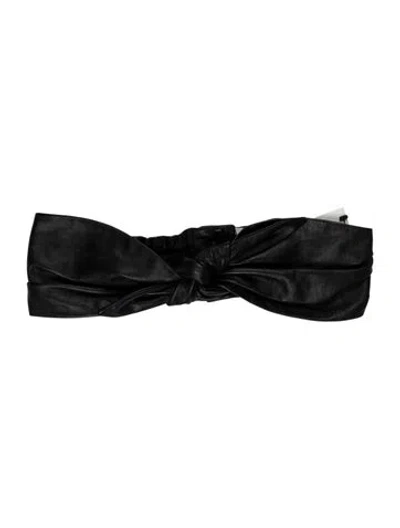 Pre-owned Alessandra Rich Lamb Leather Tie Neck Top In Black