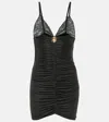Alessandra Rich Laminated Jersey Minidress In Black