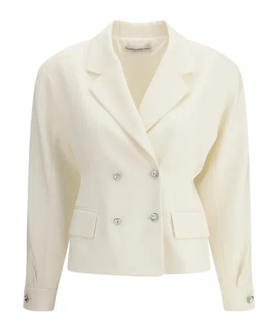 Alessandra Rich Lapel Long-sleeved Suit Jacket In Neutral