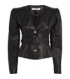 Alessandra Rich Learher Belted Jacket In Black