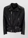 Alessandra Rich Leather Jacket Featuring Belted Waist And Epaulettes In Multi
