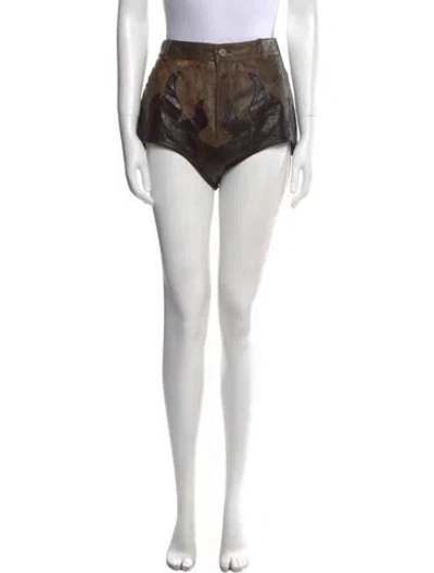 Pre-owned Alessandra Rich Leather Mini Shorts In Black