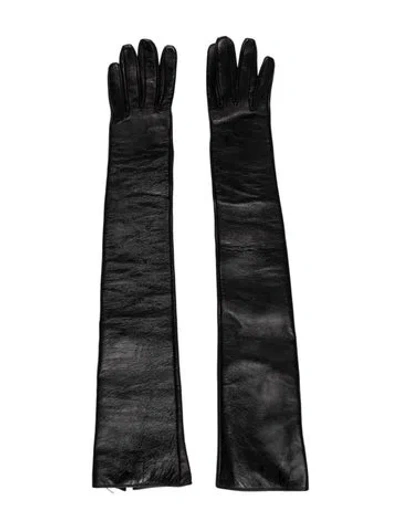Pre-owned Alessandra Rich Leather Winter Gloves In Black