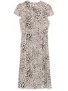 Alessandra Rich Leopard-print Pleated Midi Dress In Nude