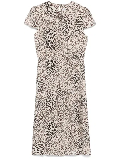 ALESSANDRA RICH LEOPARD-PRINT MIDI DRESS